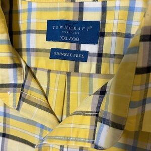 XXL Towncraft Yellow Plaid Short Sleeve Button Up Shirt - Men’s - Wrinkle Free